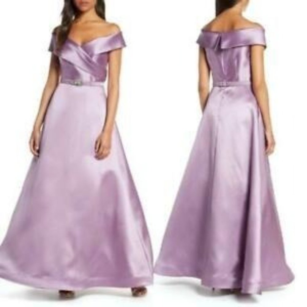 Eliza J purple jeweled gown mikado size 14